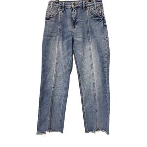 Rock & Roll Denim High Waisted Straight Crop Jeans Distressed Style W29 L27